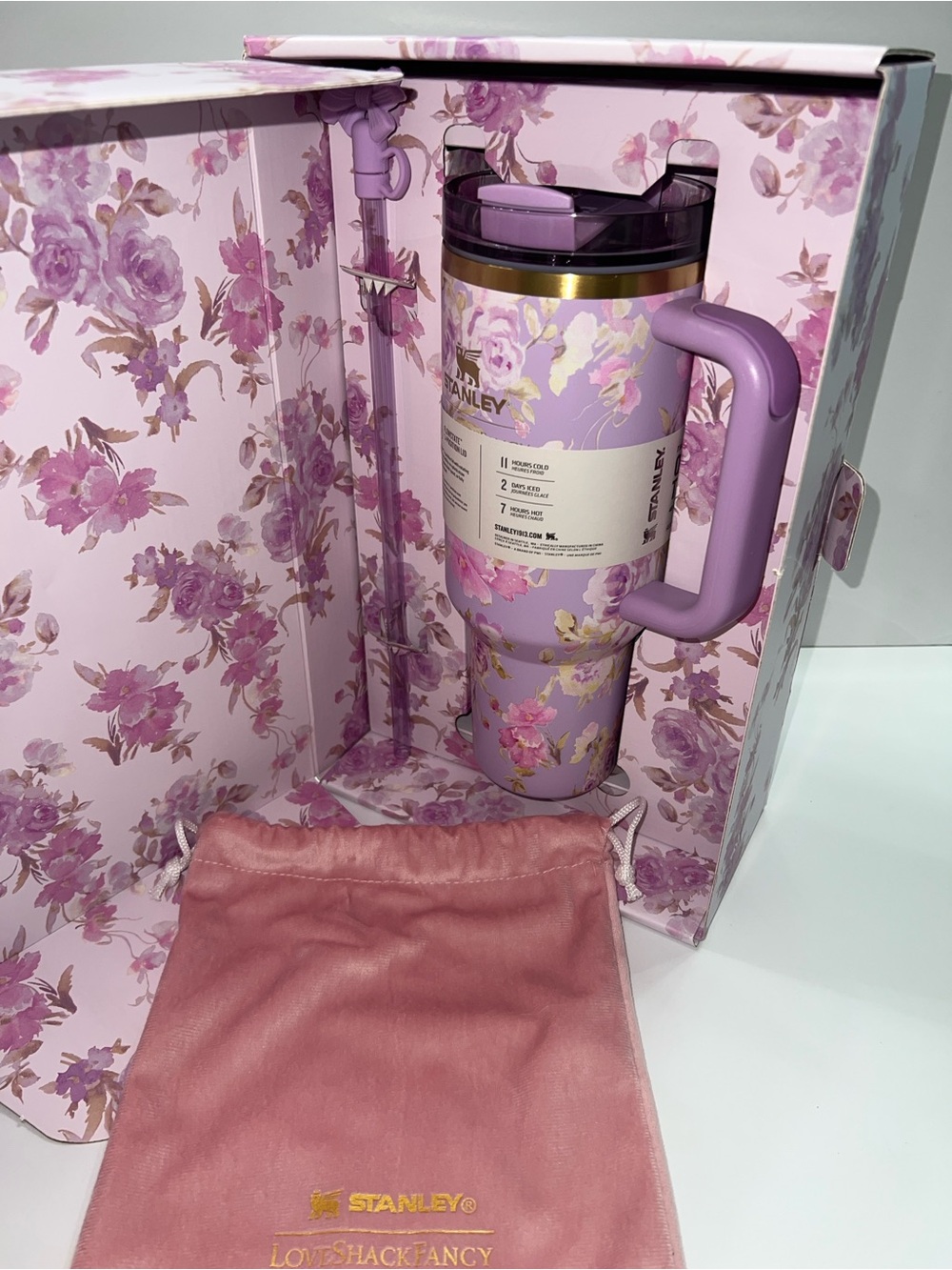 Limited Edition Stanley X LoveShackFancy in Happy Thoughts Pink Floral Pattern - Picture 5 of 10